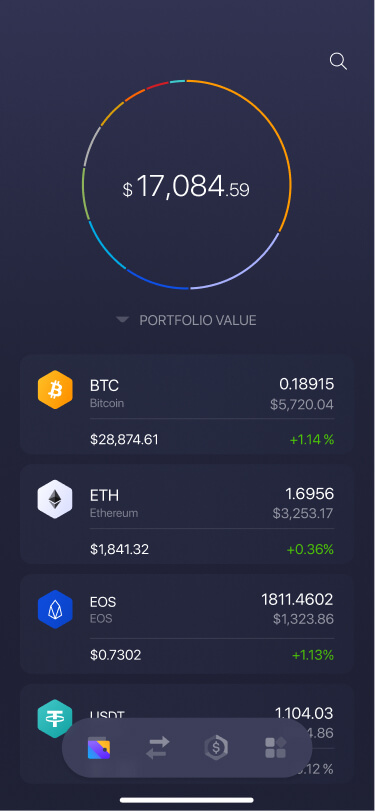 Exodus wallet interface example