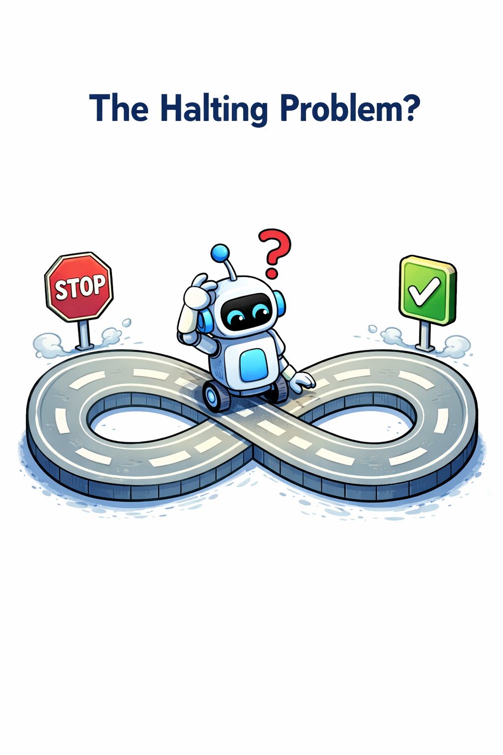 Illustration for the halting problem used as a visual anchor across the slide builds.
